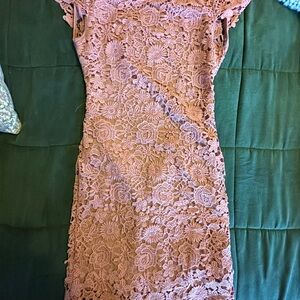 SHEIN Floral Lace Mini Dress in Mauve